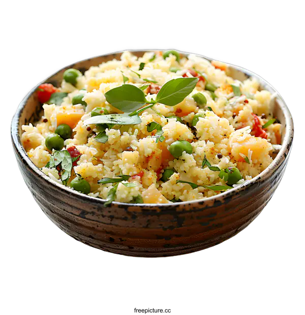 [Transparent Background PNG]Indian food Khichdi made with semolina, vegetables and spices