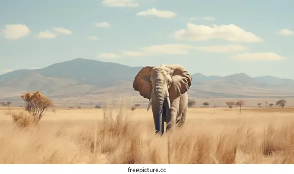 Elephant walking through the savanna