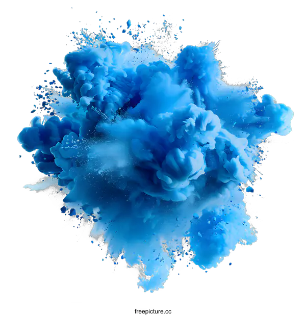 [Transparent Background PNG]Blue Ink Explosion on White Background