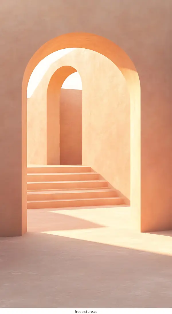 Abstract Minimalist Archway With Stairs