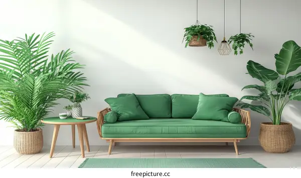 Green Living Room Interior Design