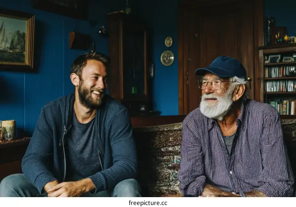 Two Caucasian Men Relaxing in a Home