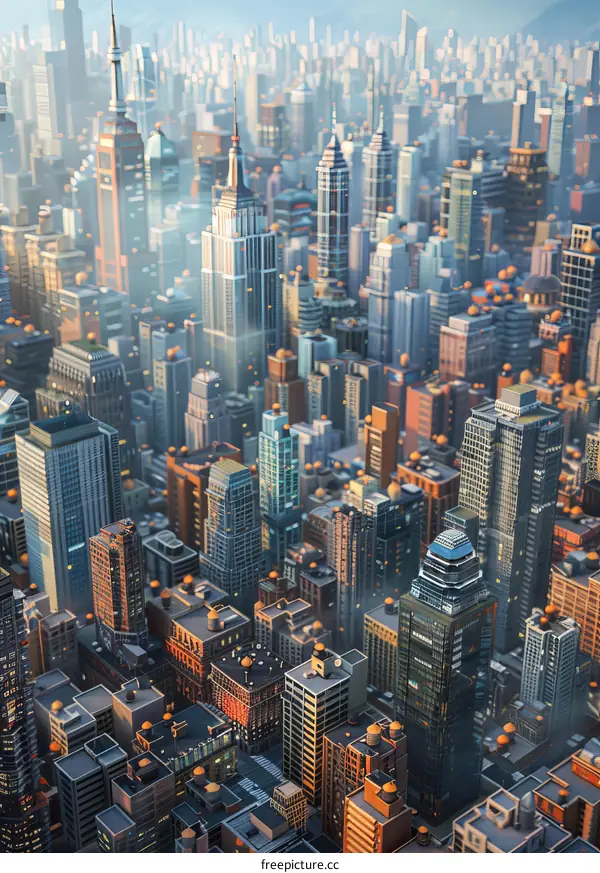 Towering Skyscrapers and Bustling Streets of a Metropolis