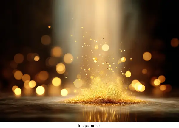 Golden Glitter Background with Bokeh Lights