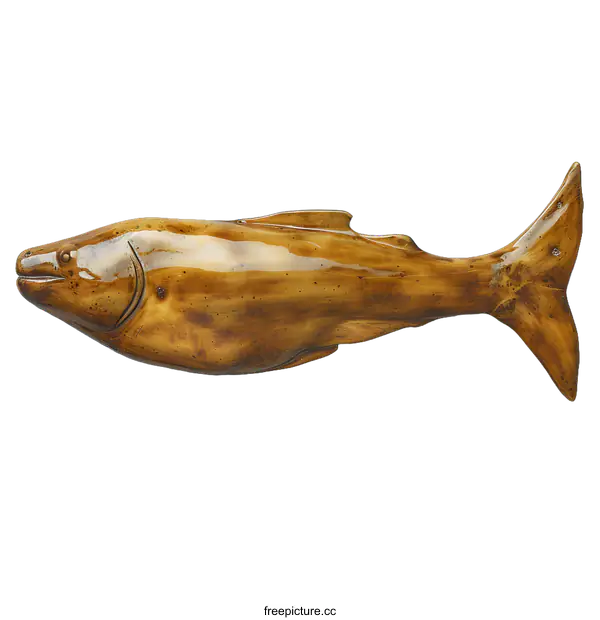 [Transparent Background PNG]Wooden Fish Sculpture on White Background