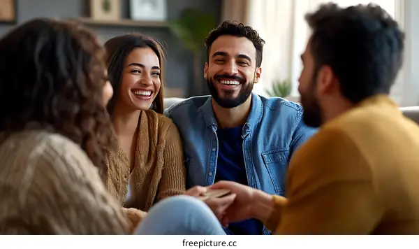 Happy Friends Gathering at Home