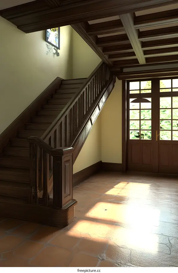 Classic Wooden Staircase in a Vintage House