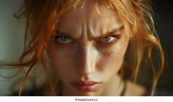 Closeup Portrait of a Woman with Intense Gaze