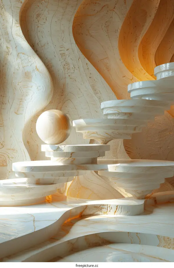 Abstract Interior Design of a Marble Structure