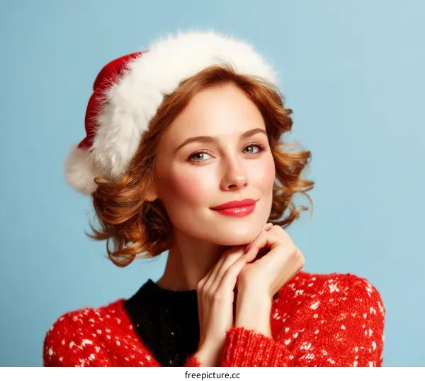 Christmas Woman with Santa Hat