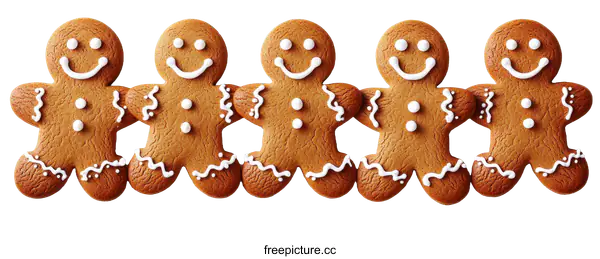 [Transparent Background PNG]Christmas Gingerbread Cookies Row of 5