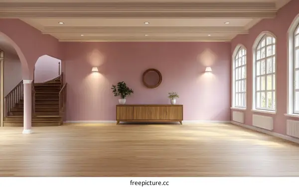 Elegant Pink Interior Design with Wooden Flooring