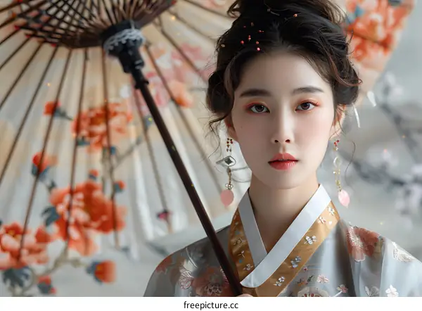 Portrait of a young woman in traditional Chinese clothing