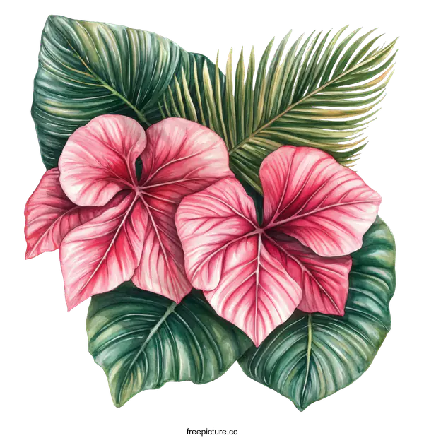 [Transparent Background PNG]Watercolor Tropical Floral Illustration