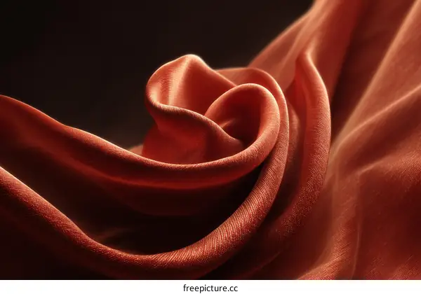 Close Up of Orange Silk Fabric Texture