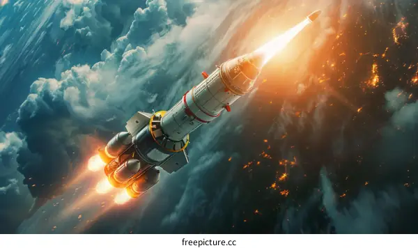 Rocket Launch with Earth in the Background