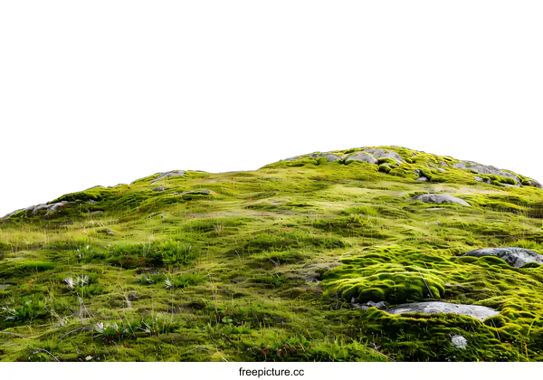 [Transparent Background PNG]Green Grassy Hill with White Background