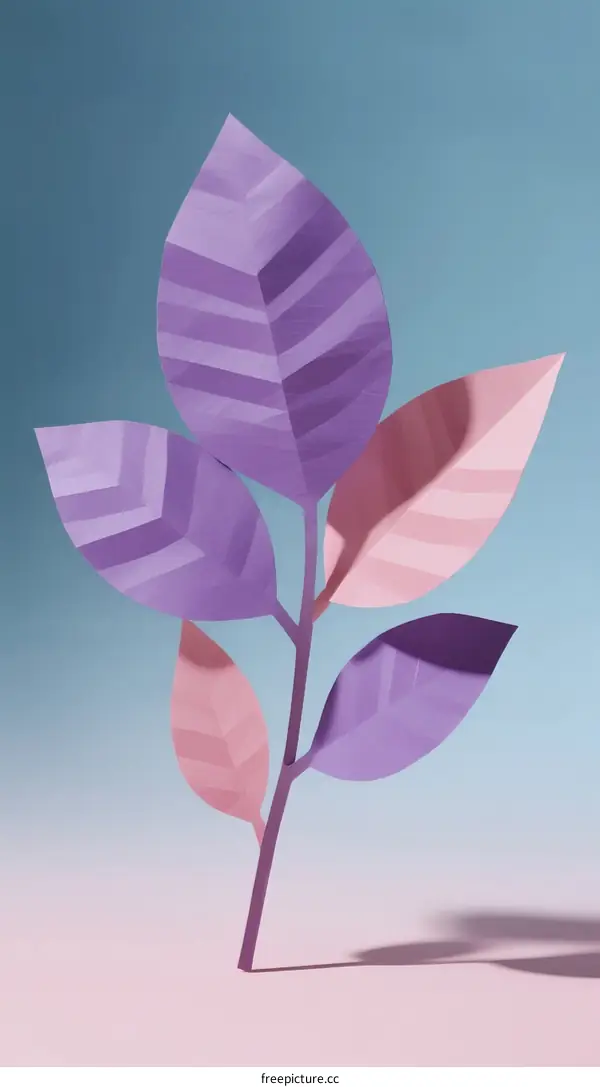 A Colorful Paper Cut Leaf Illustration with Purple and Pink Tones