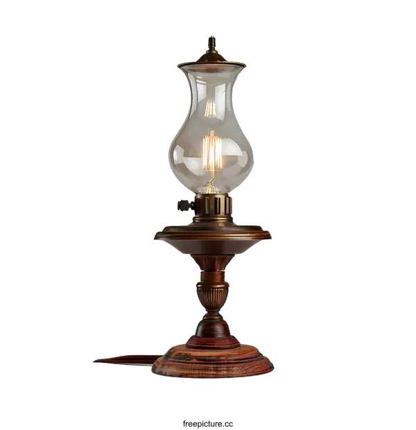 [Transparent Background PNG]Vintage Style Table Lamp with Glass Shade