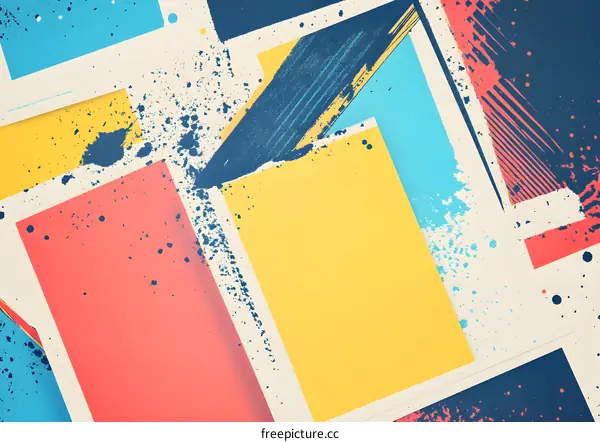 Abstract Geometric Shapes with Colorful Splashes