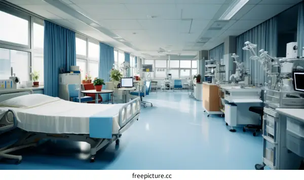 An illustration of a modern hospital room