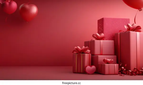 Red Gift Boxes with Heart Decorations