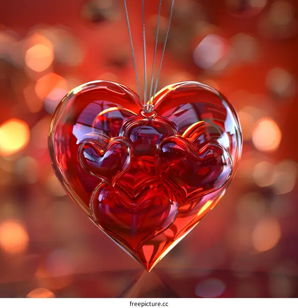 A glass heart-shaped ornament