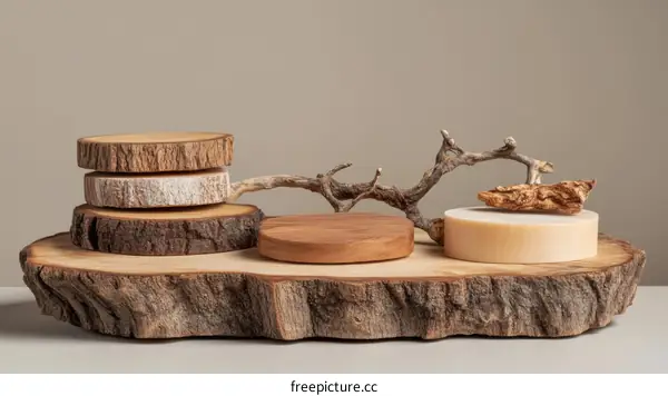 Natural Wooden Display with Branches and Soap