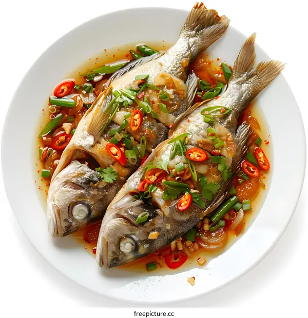 Steamed Fish with Soy Sauce on a Plate