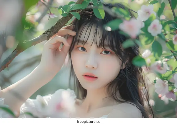 Portrait of a Young Woman with Flowers in Her Hair