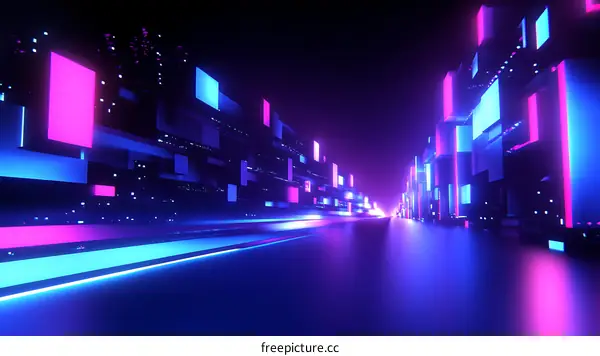 Neon Cityscape Futuristic Abstract Background
