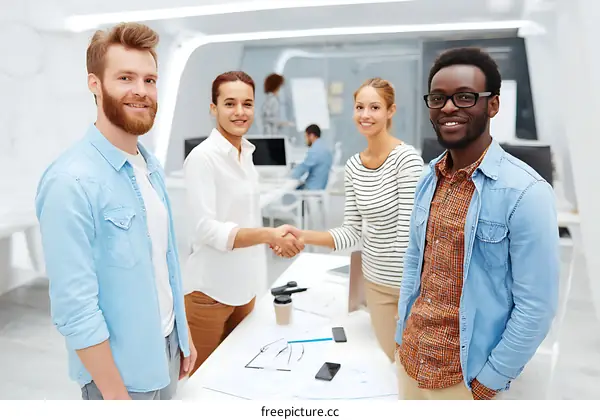 Diverse Business Team Collaboration in Modern Office