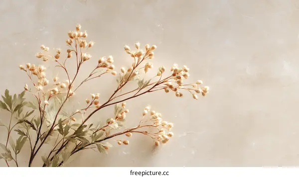 Delicate Dried Flowers Arrangement on Light Beige Surface