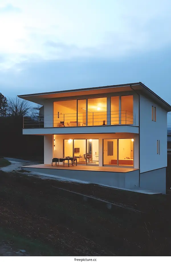 Modern Two Story Home With Large Windows