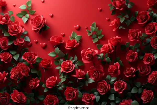 Red Roses on a Red Background: Love and Passion