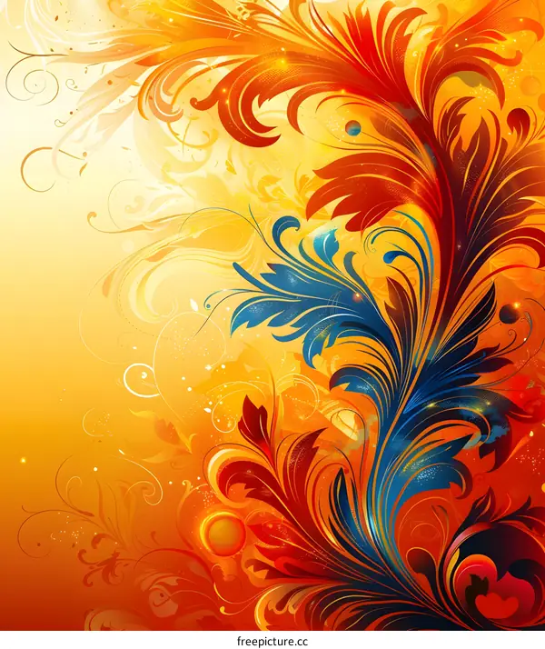 Abstract floral design on a yellow background