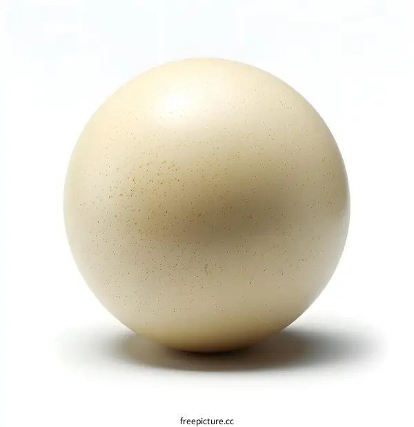 Single Ostrich Egg on White Background