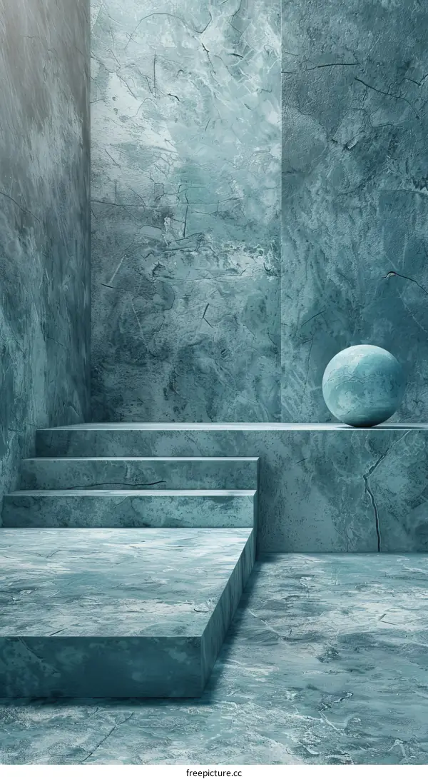 Abstract Modern Geometric Teal Stone Steps