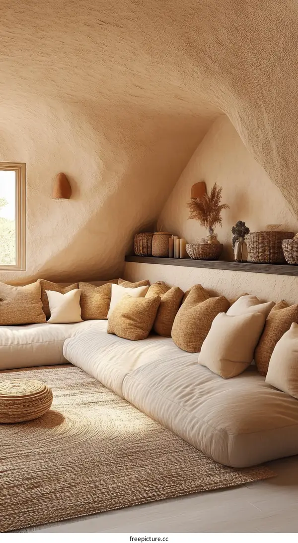 Beige Sectional Sofa in a Rustic Living Room