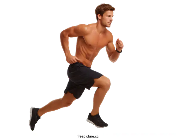 [Transparent Background PNG]Male Caucasian Athlete in Running Pose