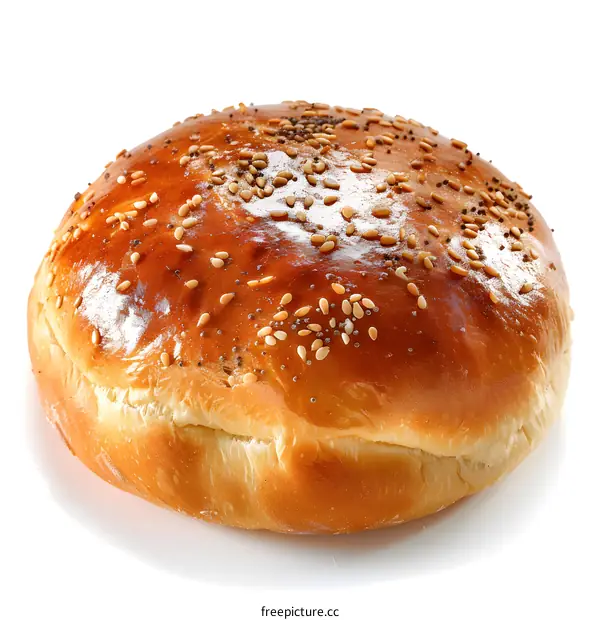 Freshly baked bread bun with seeds