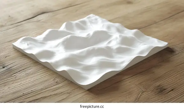 3D rendering of a white wave on a wooden background