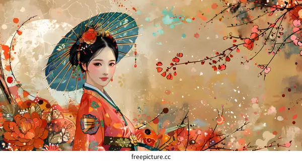 Portrait of a young woman in traditional Chinese clothing