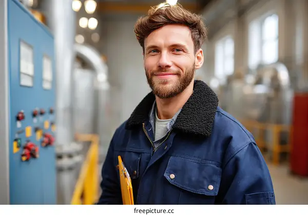 Factory Worker Portrait in Industrial Setting