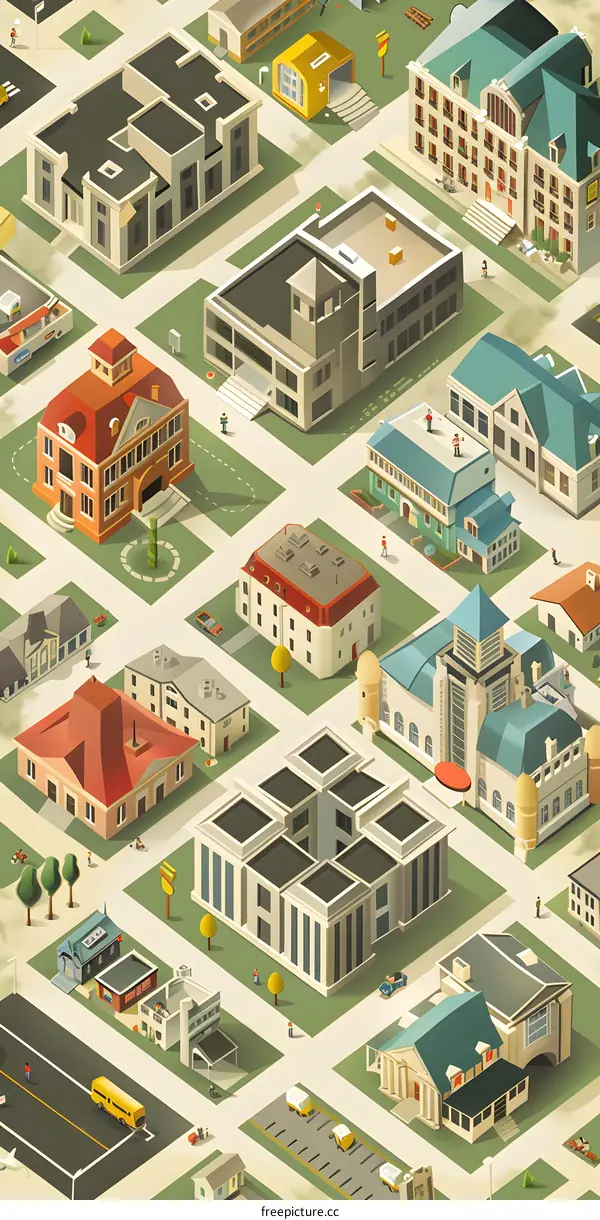 Isometric Illustration of a Cityscape