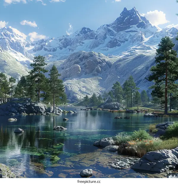 Mountain Lake Reflection: Serenity and Majestic Peaks