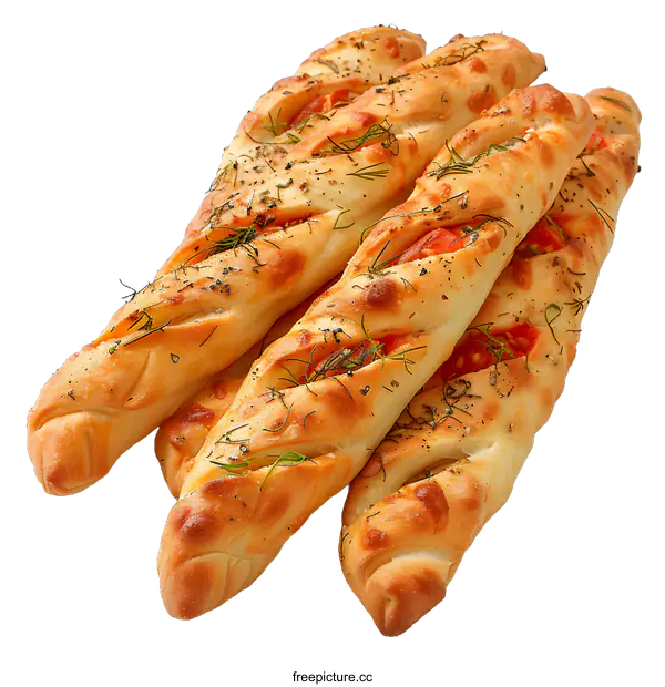 [Transparent Background PNG]Delicious breadsticks with herbs and tomatoes