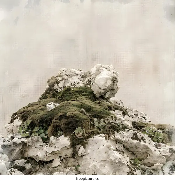 Green Moss on Rough Stone Texture