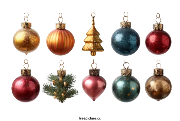 [Transparent Background PNG]Assortment of Christmas Ornaments