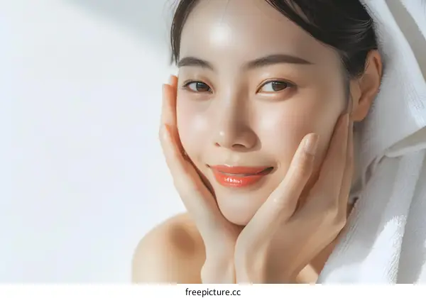 Smiling Woman With Towel On Her Head